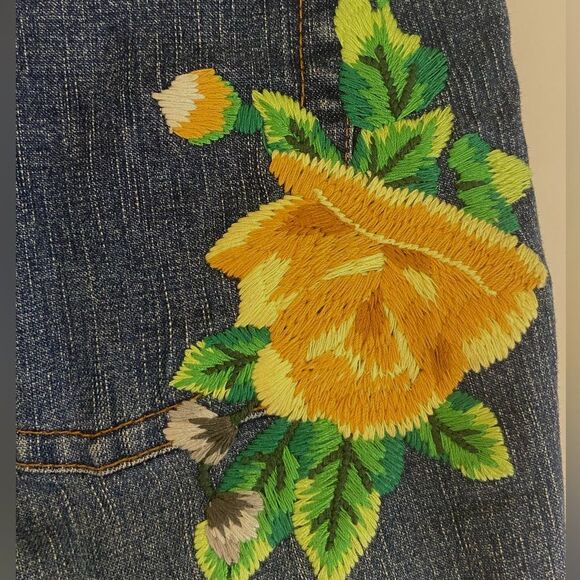 Karen Kane - Lifestyle Boho Embroidered Floral Straight Leg - Size 10/30 - Picture 7 of 8